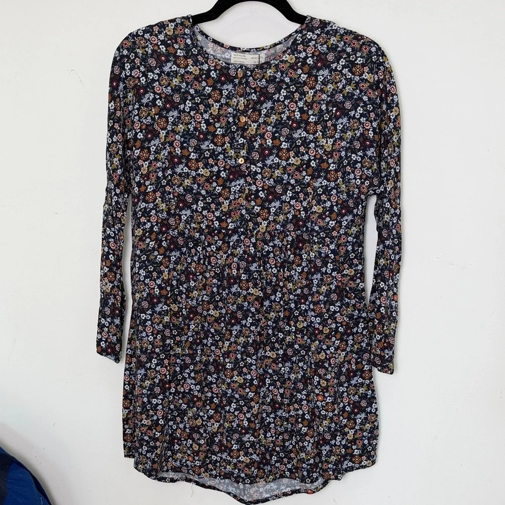 Zara Girls Navy Floral Button-Front Dress size 13/14